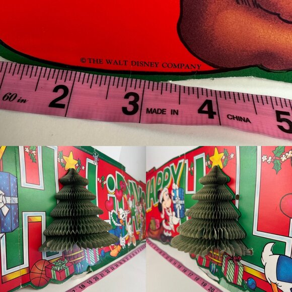 Vtg Disney Mickey Minnie Daisy Donald Duck Happy Holidays Paper Accordion Tree - Picture 7 of 12